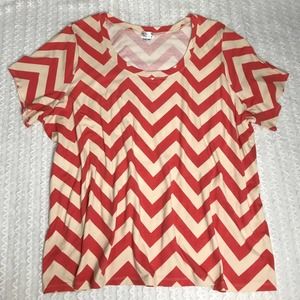 T-Shirt Womens 3XL Cotton Knit Melon Chevron Medium Weight Jersey Handmade New